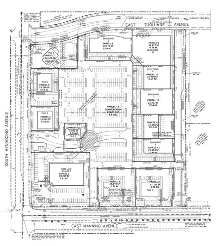 SHOVEL READY RETAIL LAND: ALL (13) OR PARTIAL PADS W/ UTILITIES: NEC S. Mendocino & E Manning Ave, Parlier, CA 93648
